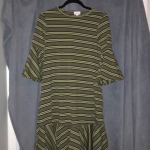 LulaRoe green flair dress